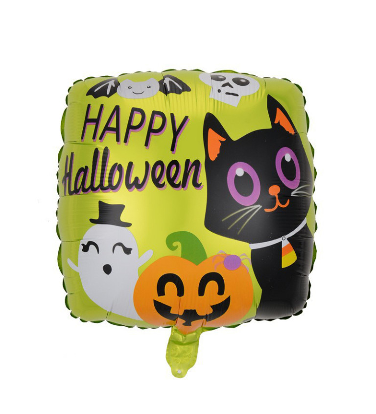 Fóliový balónek Happy Halloween zelený 45 cm