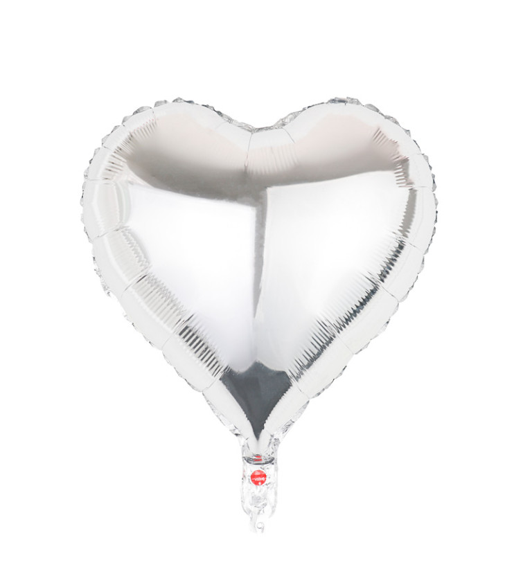 Fóliový balónek Srdce stříbrné 45 cm