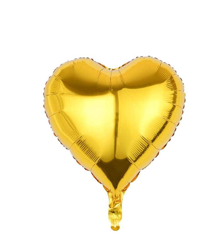 Fóliový balónek srdce zlaté 45 cm