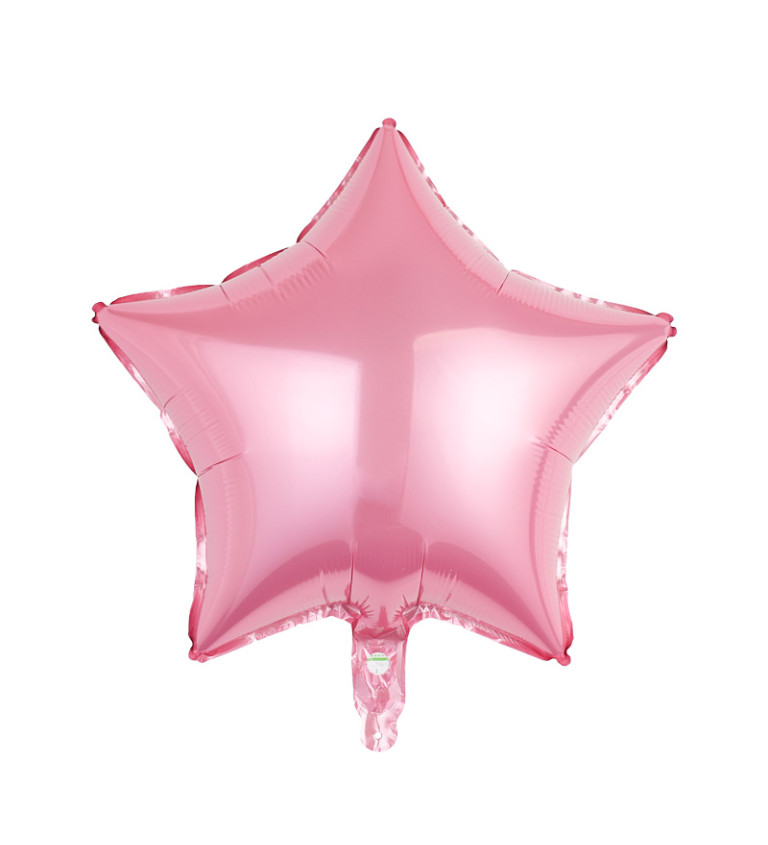 Fóliový balónek hvězda světle růžová 45 cm