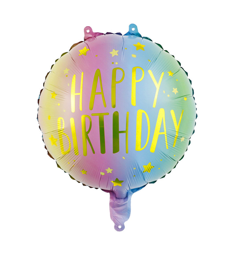 Fóliový balónek happy birthday duhový 45 cm