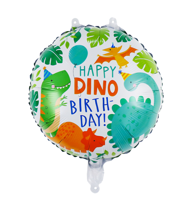 Fóliový balónek Happy birthday dinosauři barevný 45 cm