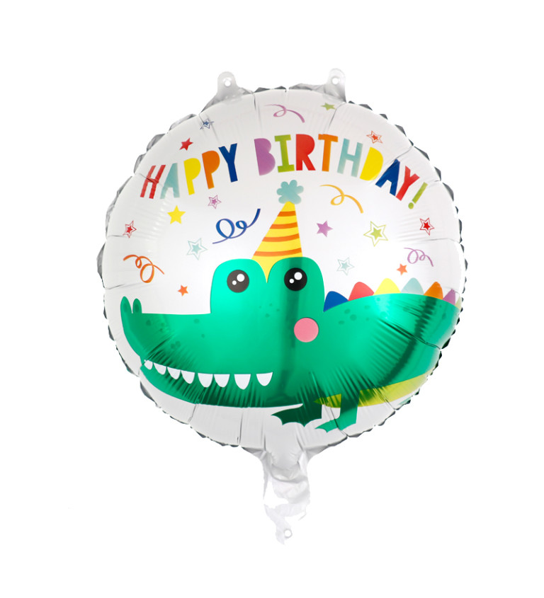 Fóliový balónek Happy birthday krokodýl barevný 45 cm