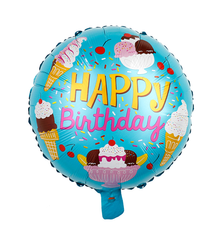 Fóliový balónek Happy birthday zmrzliny barevný 45 cm