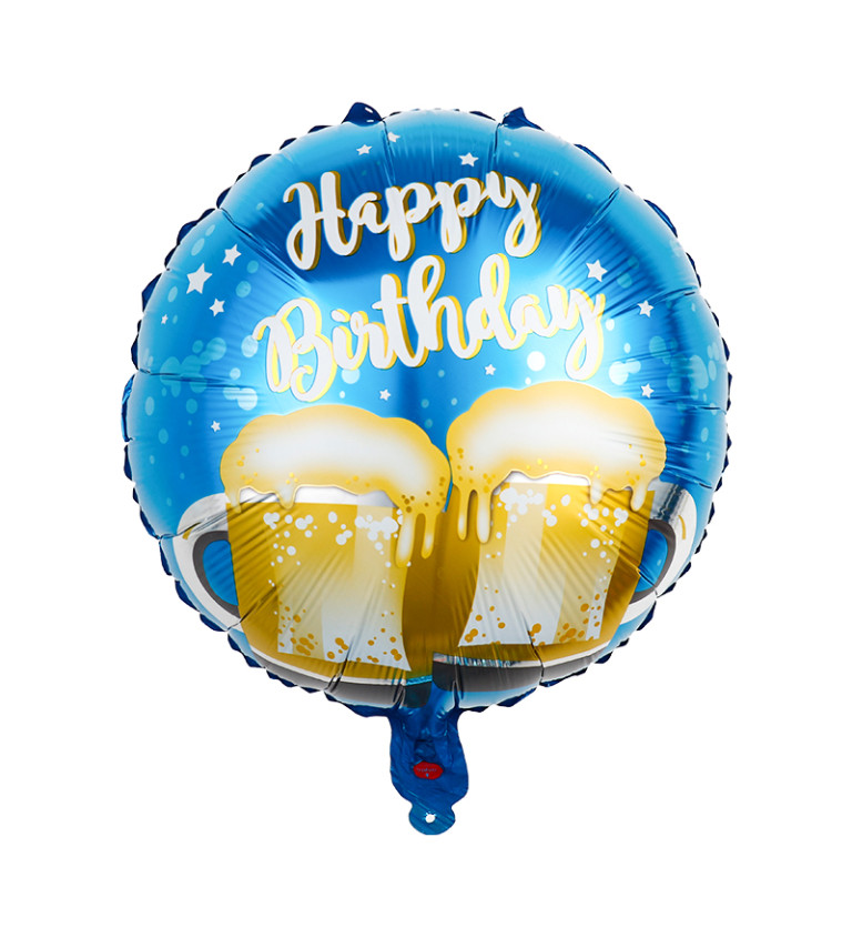 Fóliový balónek Happy birthday pivo barevný 45 cm