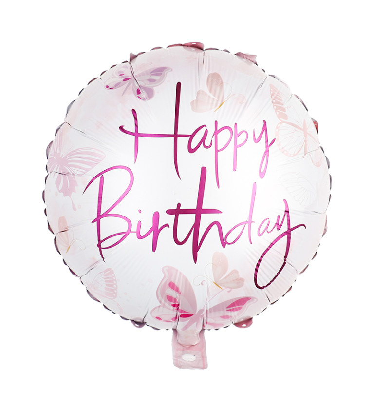 Fóliový balónek - Happy birthday motýly