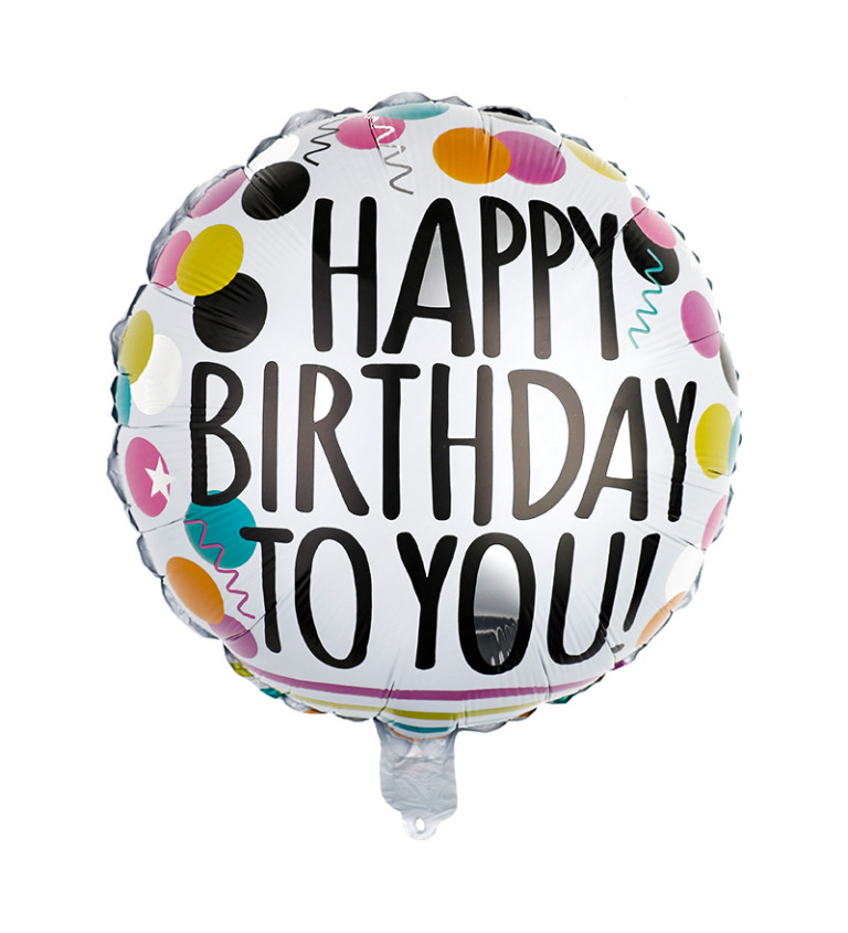Fóliový balónek - Happy birthday konfety