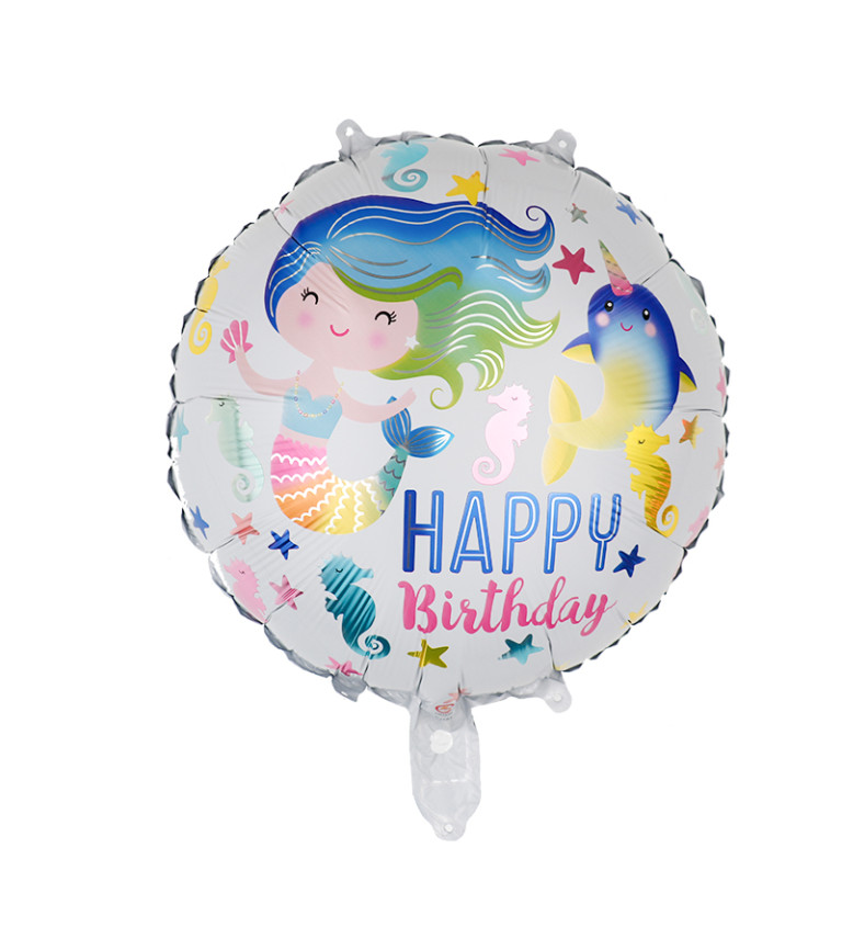 Fóliový balónek - Happy birthday mořská panna