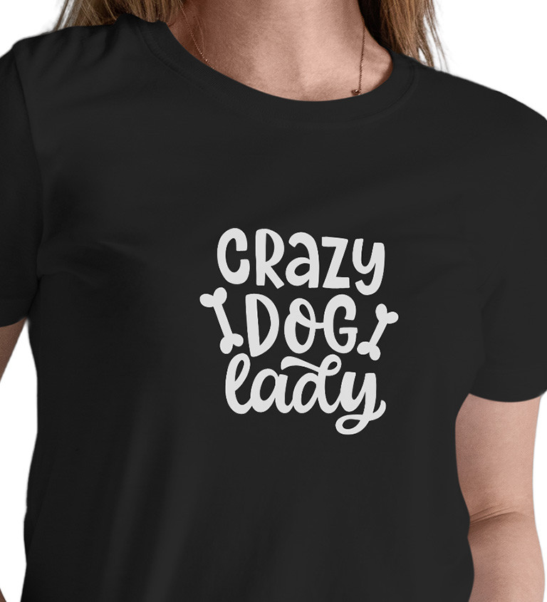 Dámské tričko černé - Crazy dog lady