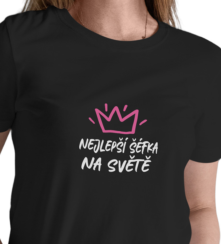 Dámské tričko černé - Nejlepší šéfka na světě