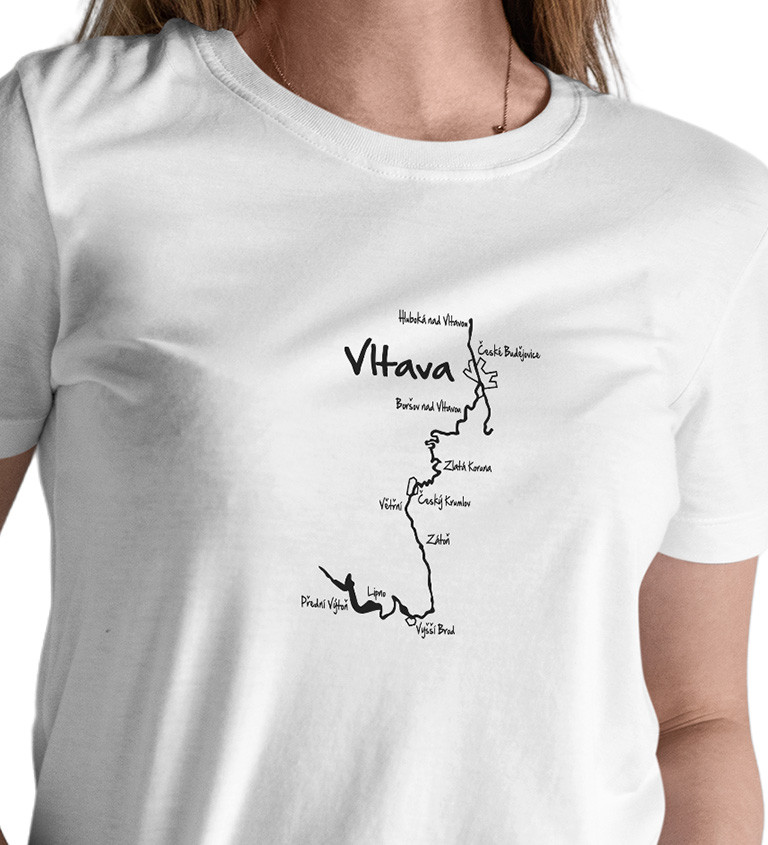 Dámské tričko bílé - Vltava mapa