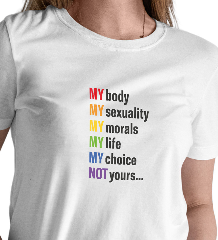 Dámské tričko bílé - My body,my sexuality