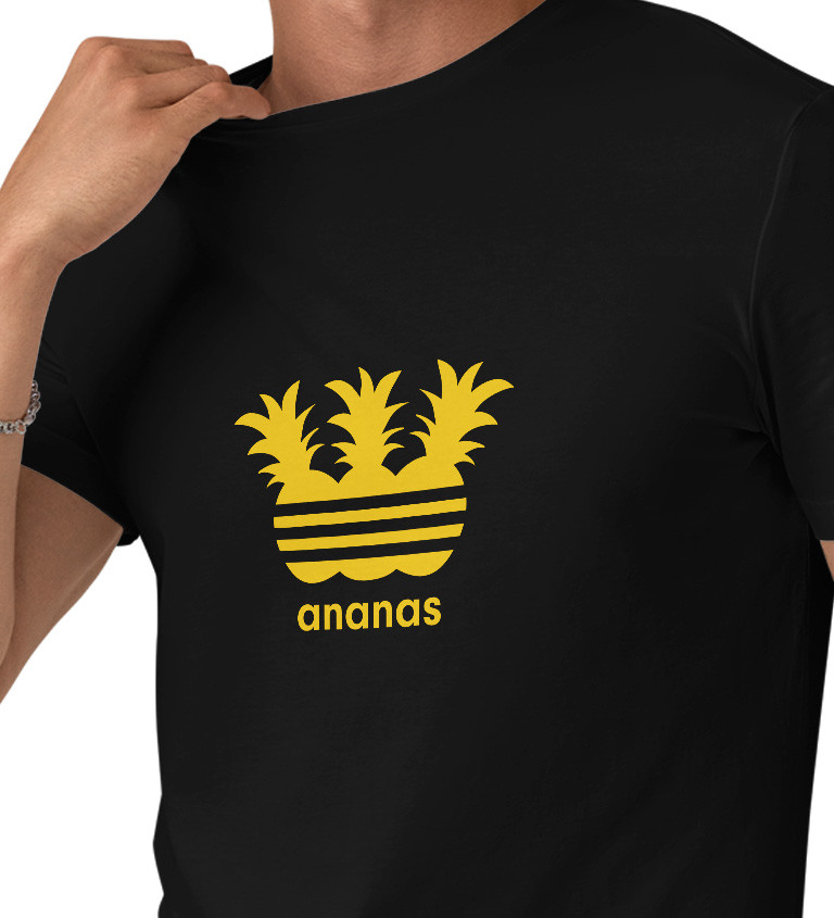 Pánské tričko černé - Ananas