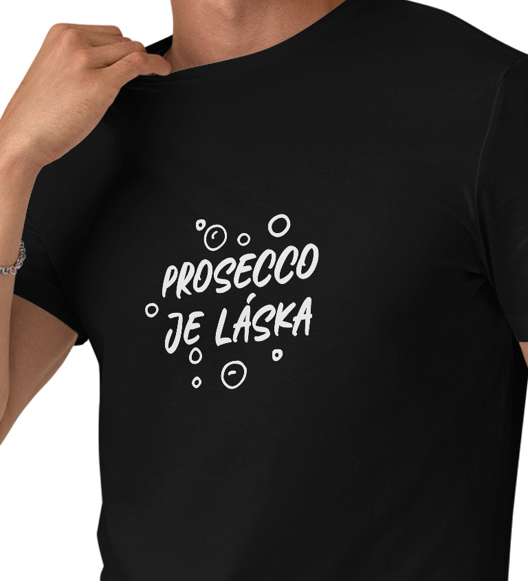 Pánské tričko černé - Prosecco je láska