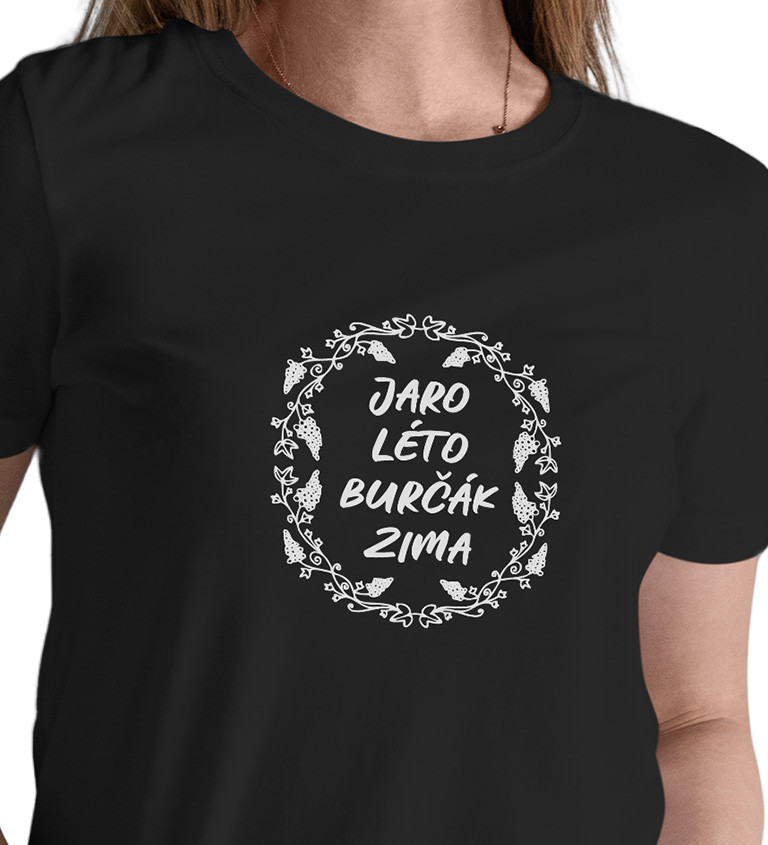 Dámské tričko černé - Jaro, léto, burčák, zima