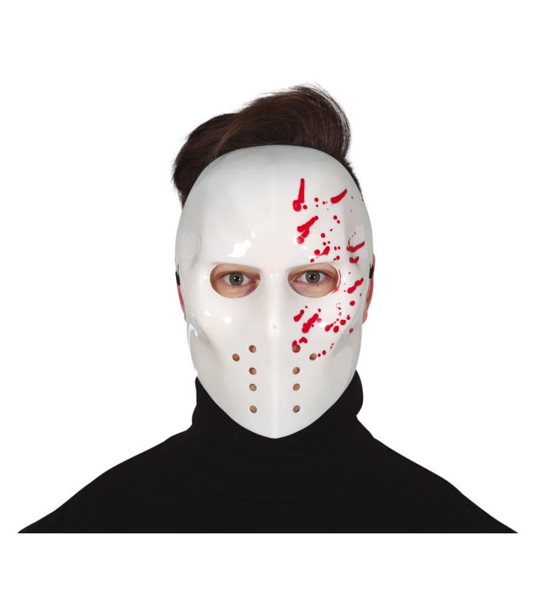 Hokejová bílá krvavá maska