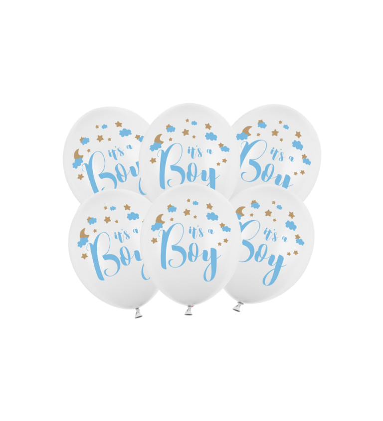Latexové balónky strong pastelové bílé It's a boy 30 cm 6 ks