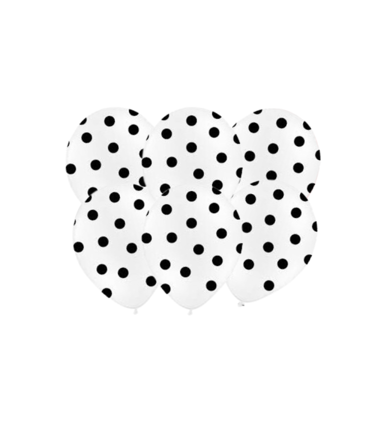 Latexové balónky strong pastelové černé puntíky 30 cm 6 ks