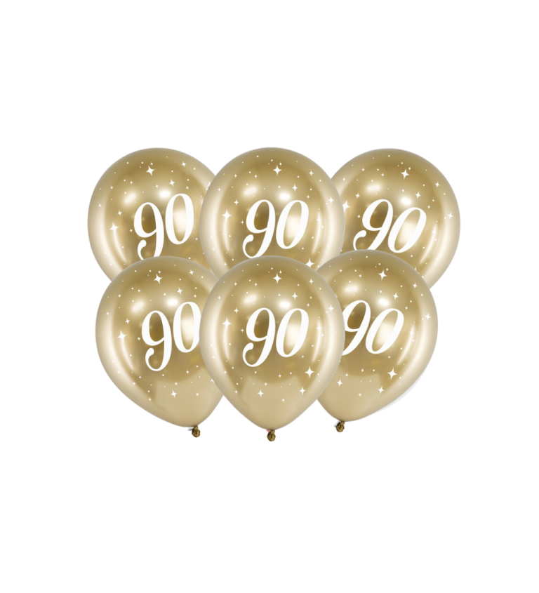 Latexové balónky číslo 90 zlaté 30 cm 6 ks