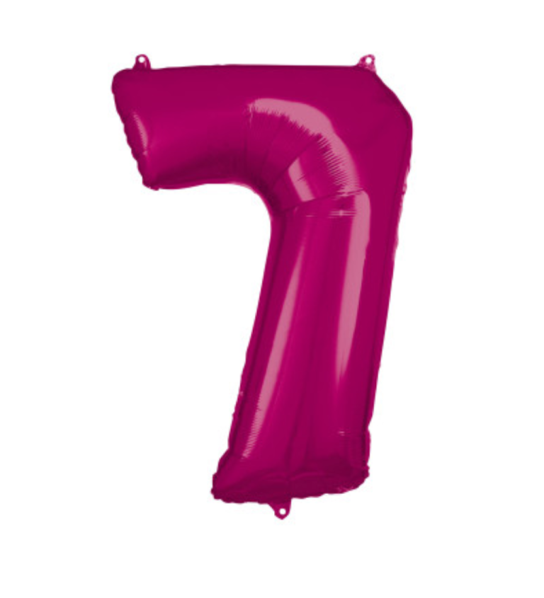Fóliový tmavě růžový balónek - číslo 7