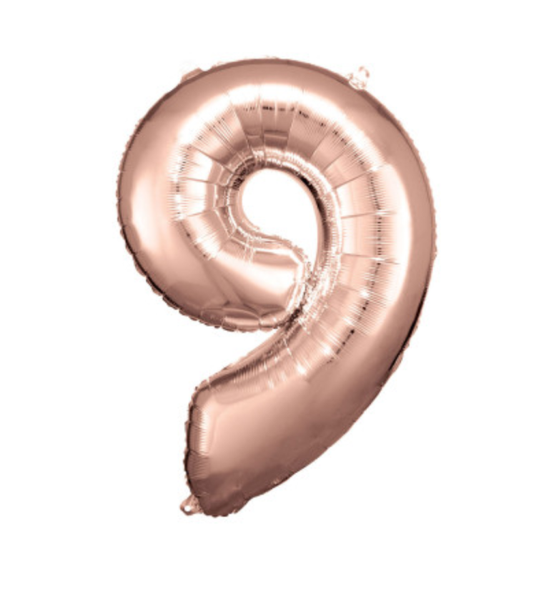 Rosegold balón číslo 9