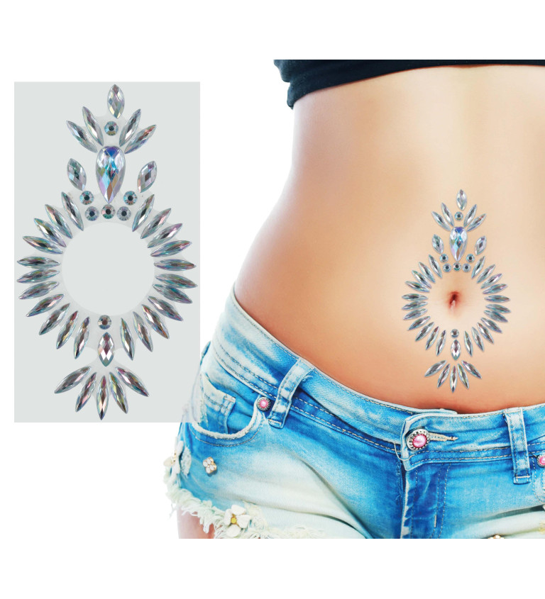 Kamínky na pupík - stříbrné