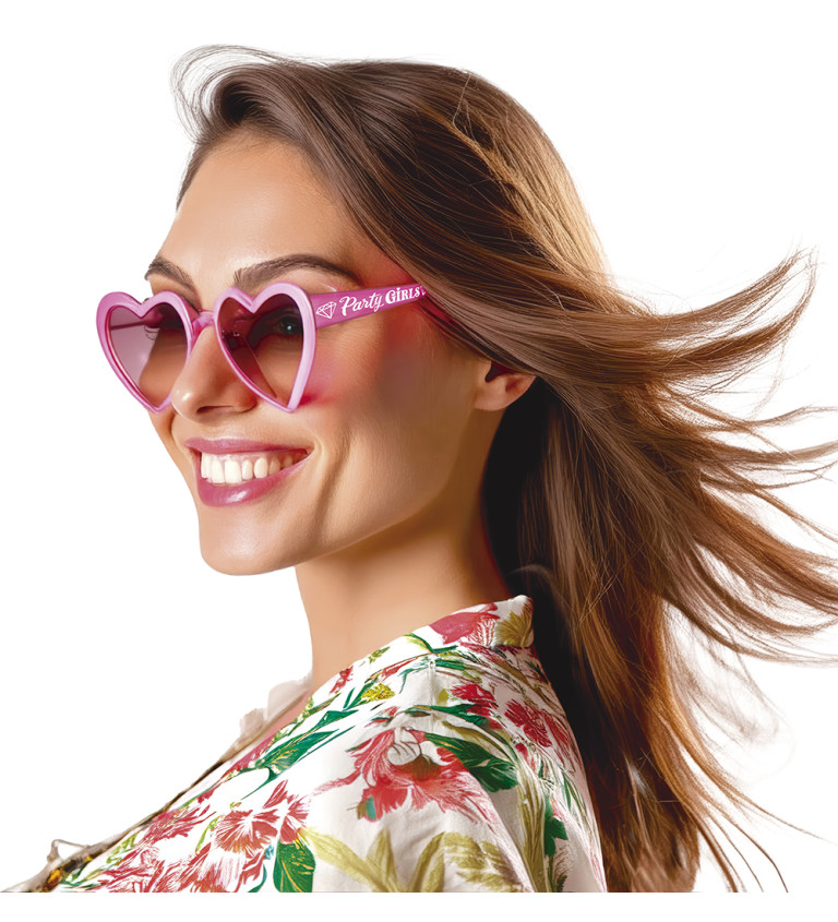 Sluneční brýle růžová srdíčka "Party girls"