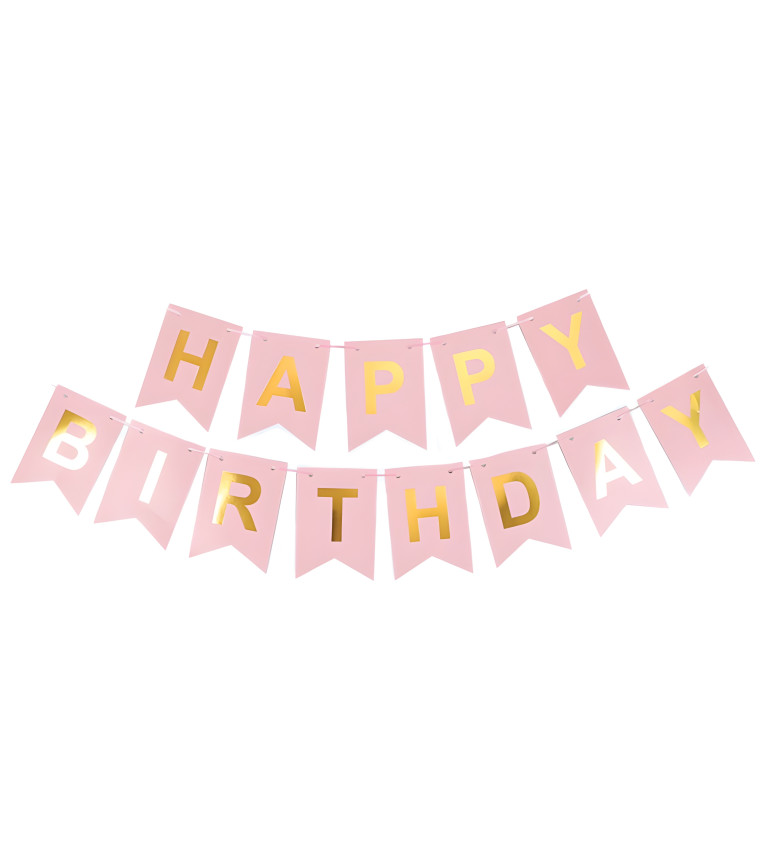 Happy birthday banner růžový