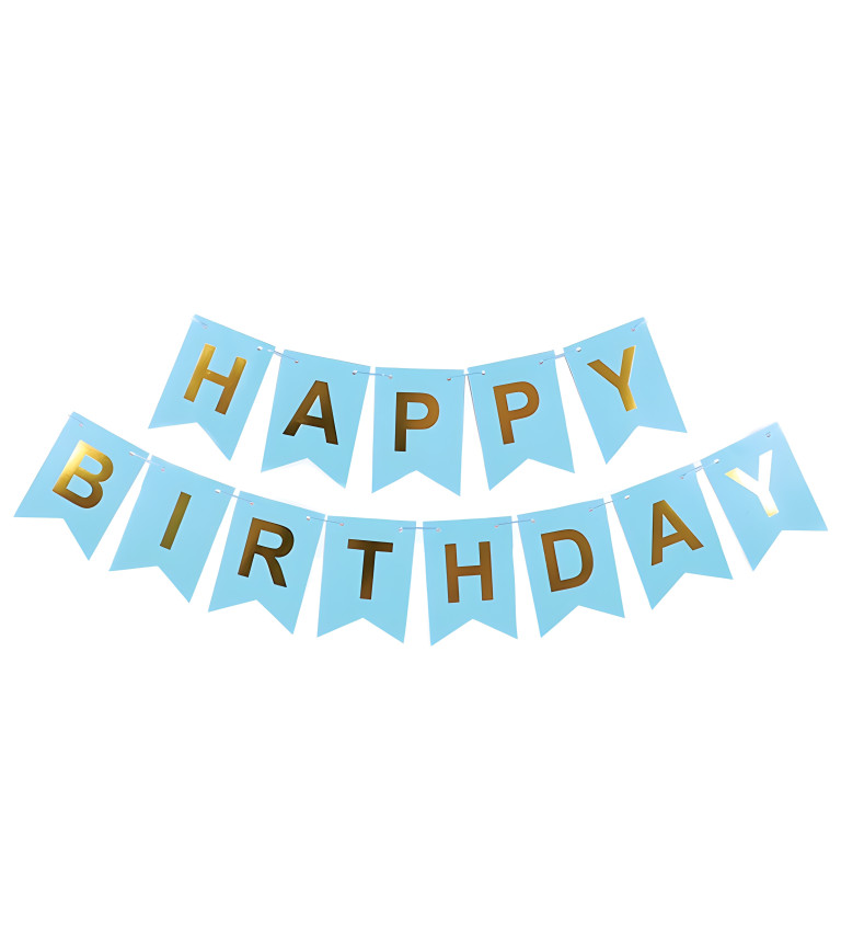 Happy birthday banner modrý