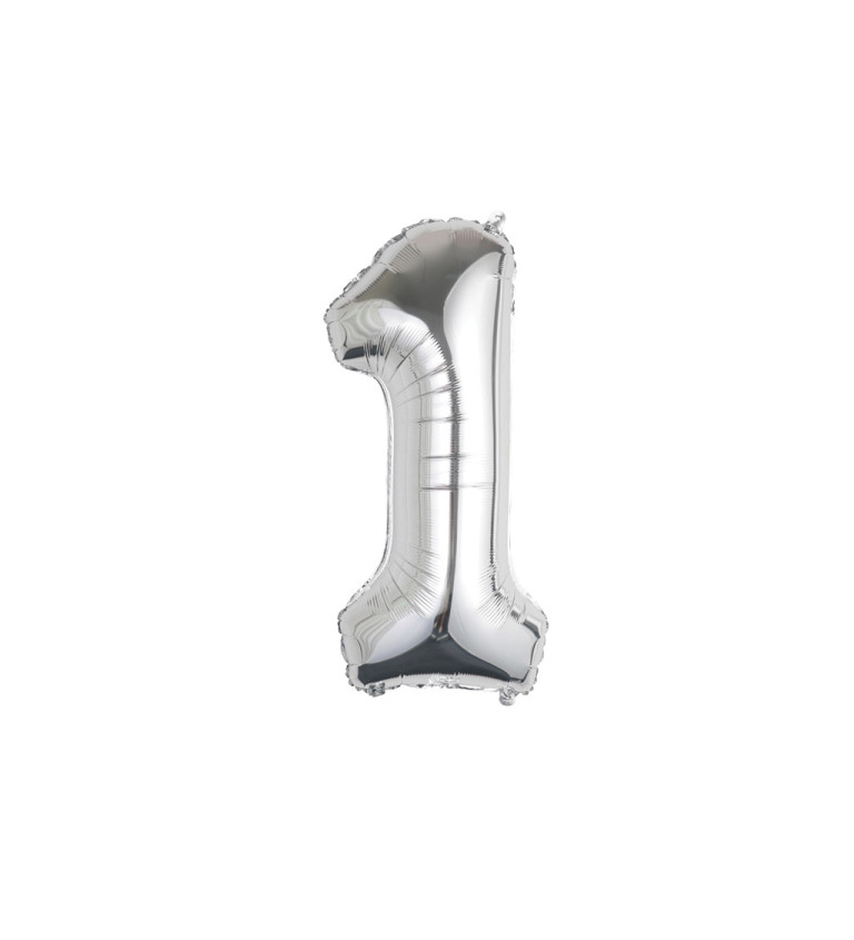 Fóliový balónek číslo 1 stříbrné 89 cm