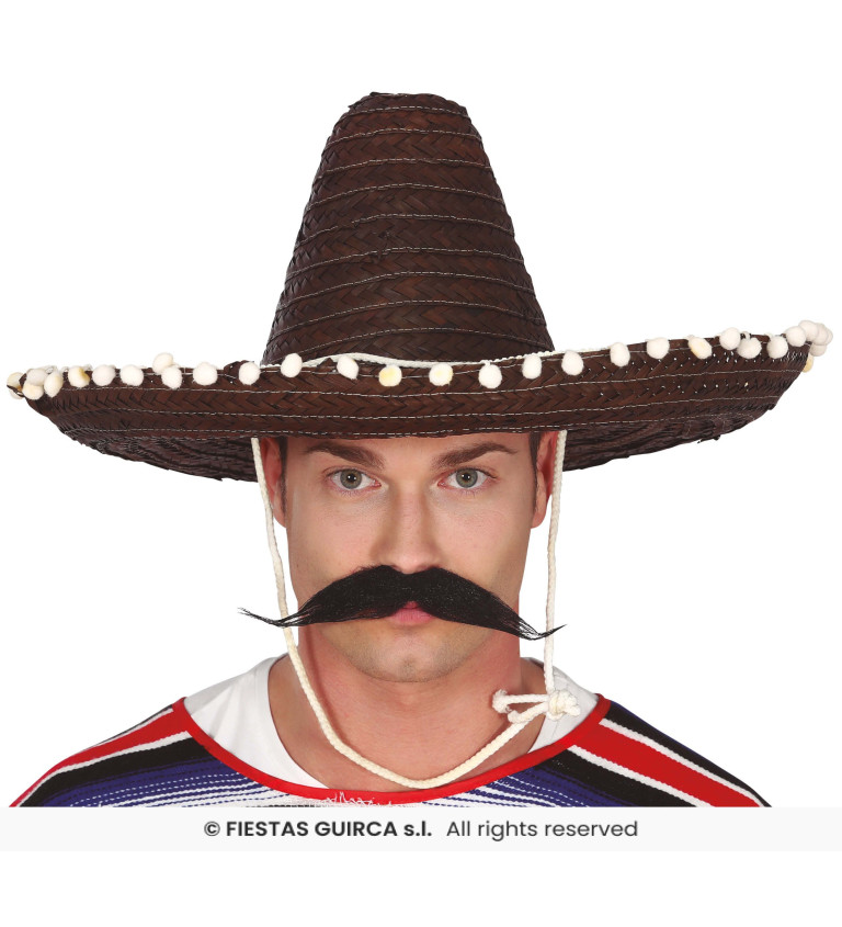 Mexický černý slaměný klobouk