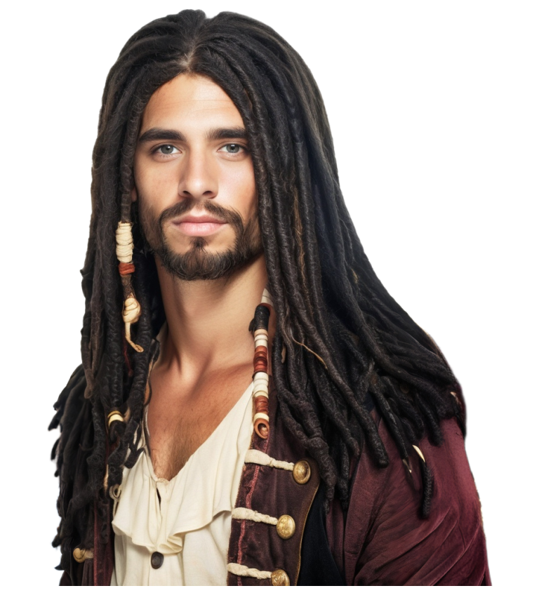 Pánská paruka - pirát s dredy