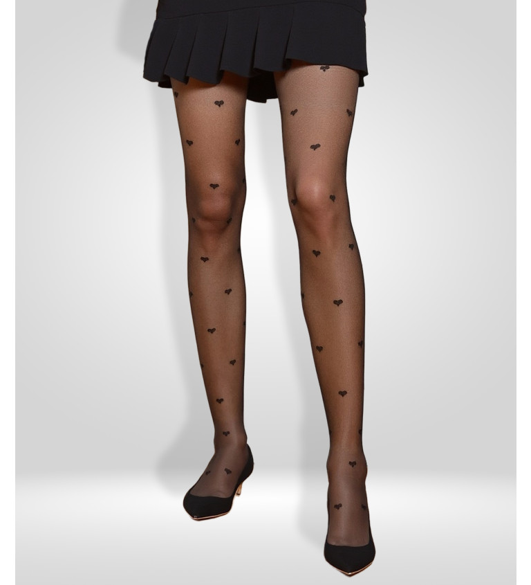 Punčochové kalhoty - se srdíčky, černé