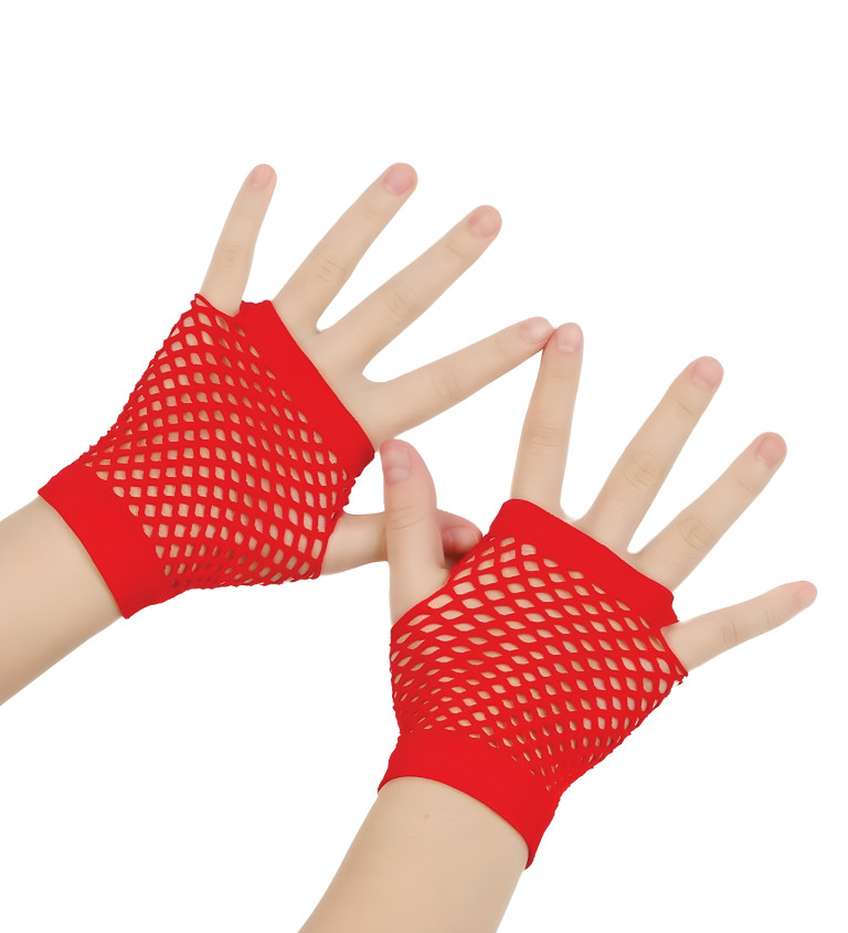 Krátké síťované rukavice - červené