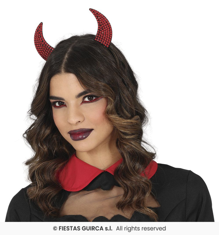 Čelenka s rohy a červenými kamínky