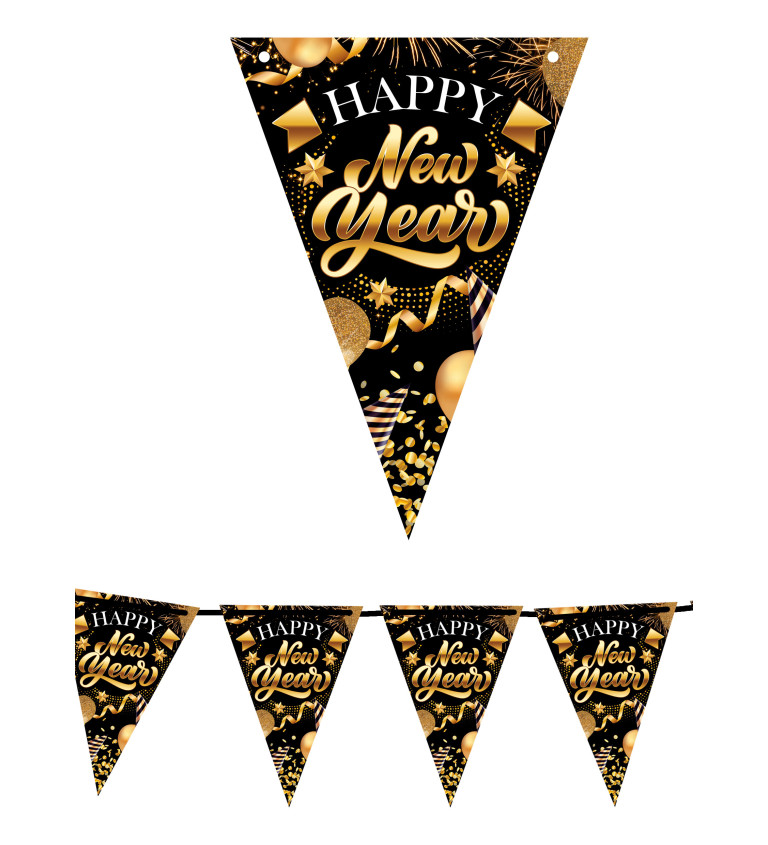 Happy New Year vlaječková girlanda