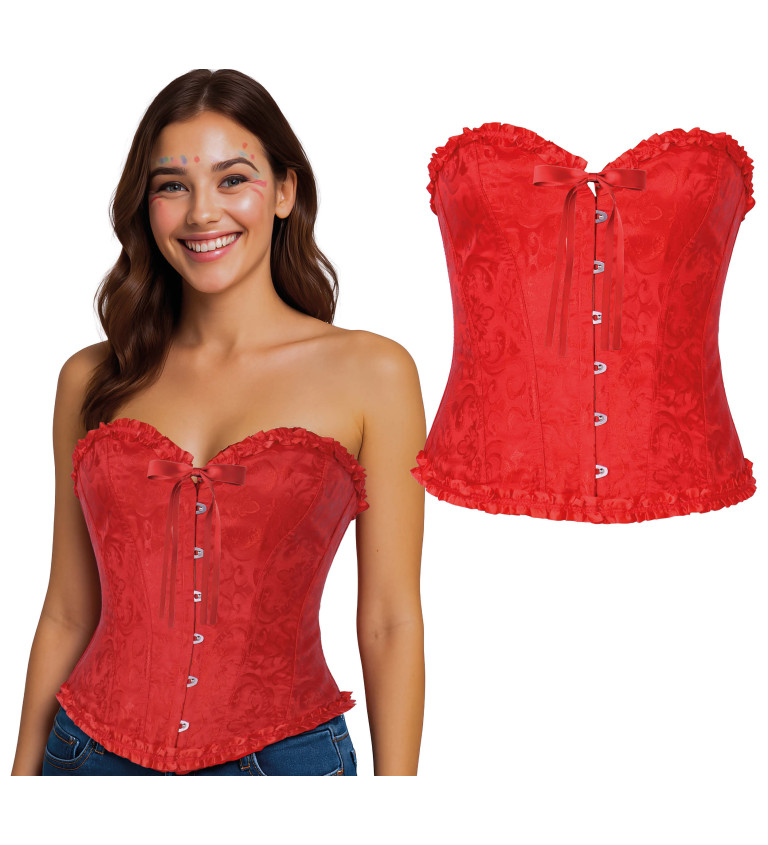 Korzet s krajkou červený
