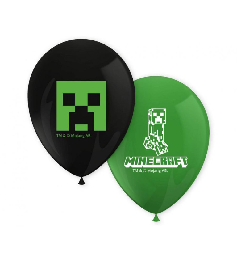 Sada latexových balónků Minecraft 8 ks 28 cm