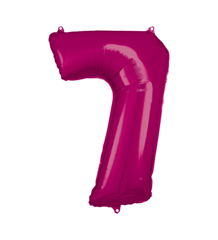 Fóliový balónek číslo 7 tmavě růžové 89 cm