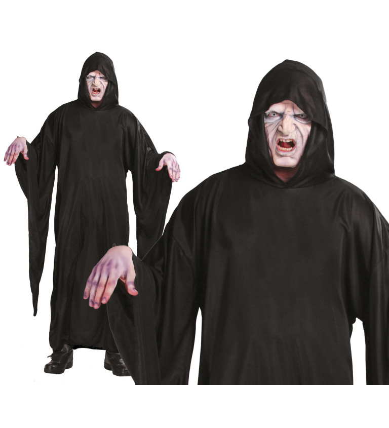Černý plášť Smrtka s kapucí