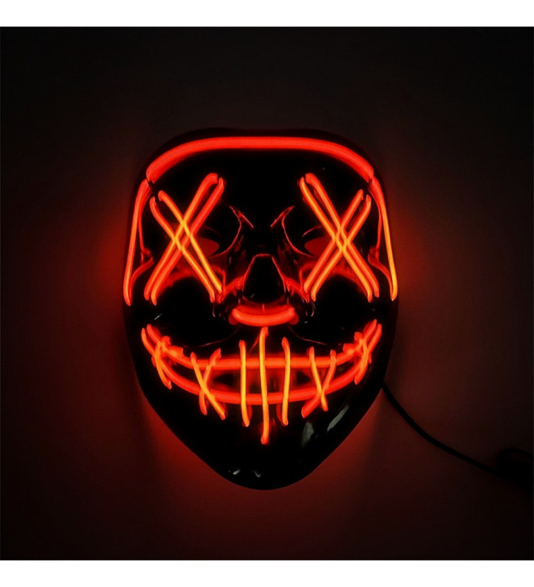 Červená LED maska s úsměvem